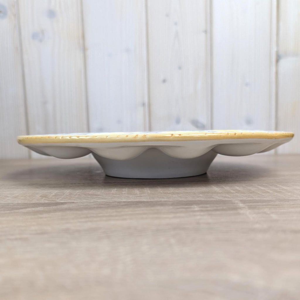 Hand Painted Italian Egg Plate, Ceramic Serving Dish Italy, Mid Century Tableware, Vintage 1960s