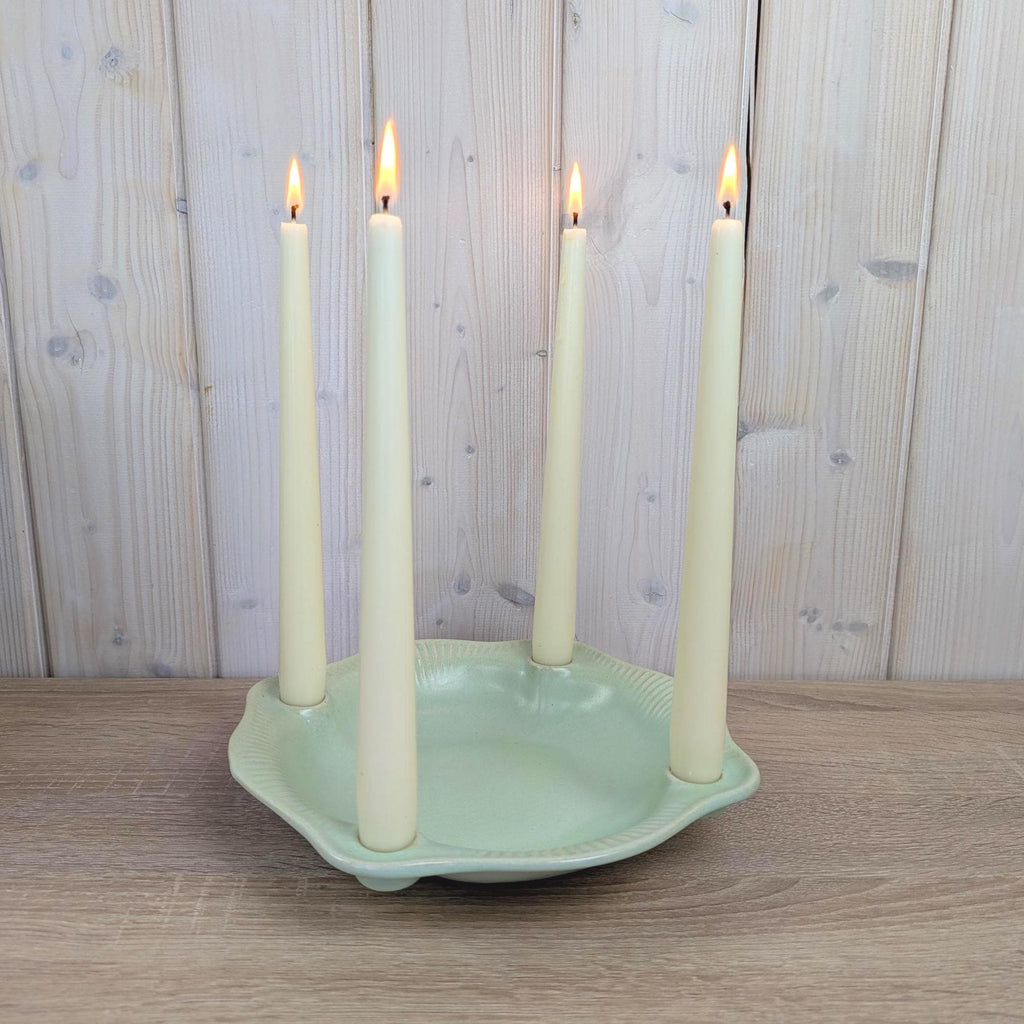 Jasba Germany Advent Candle Holder, Celadon Mint Green Ceramic, Model 1924/25, Pre-1949, Rare Early Version, Advent Wreath Bowl