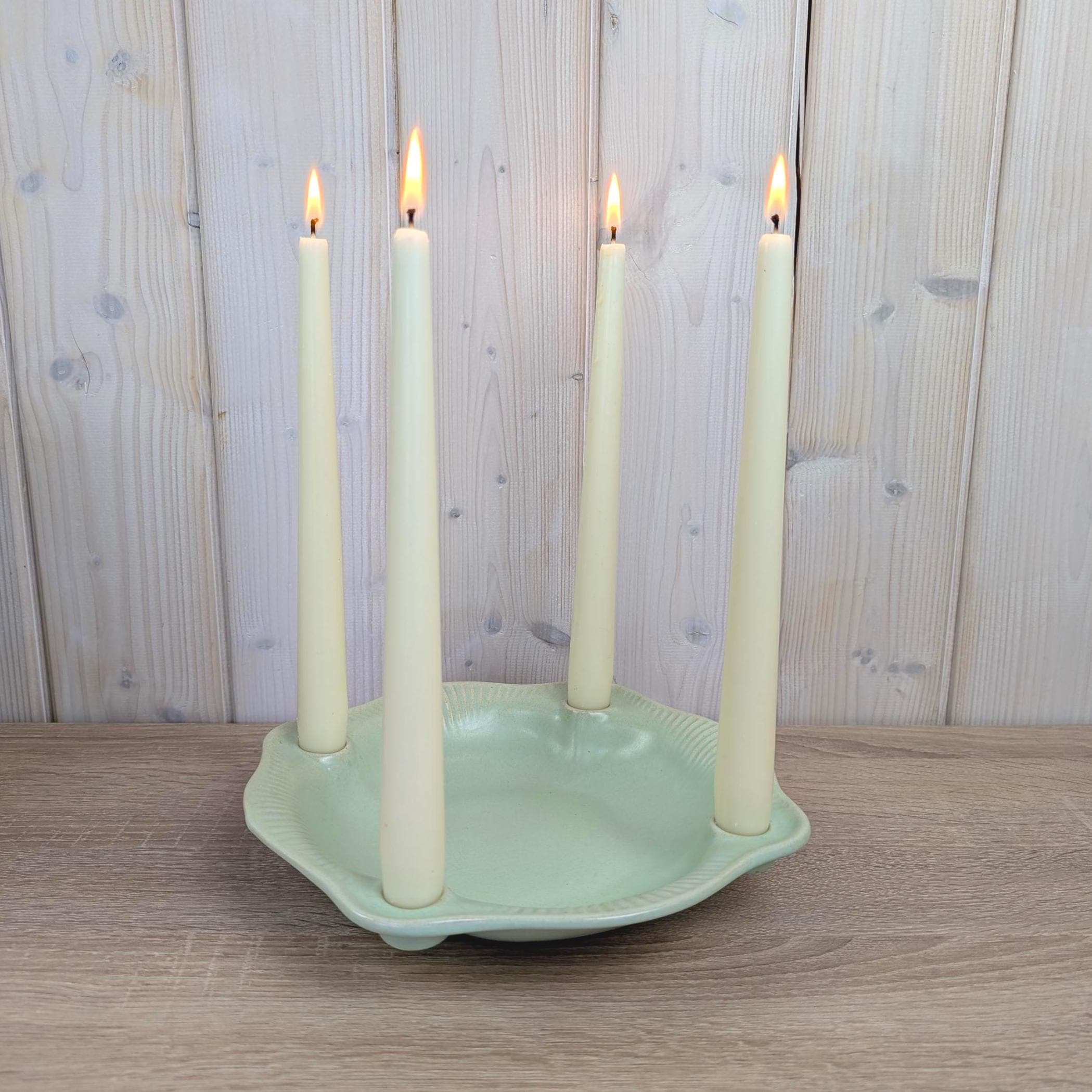 Jasba Germany Advent Candle Holder, Celadon Mint Green Ceramic, Model 1924/25, Pre-1949, Rare Early Version, Advent Wreath Bowl
