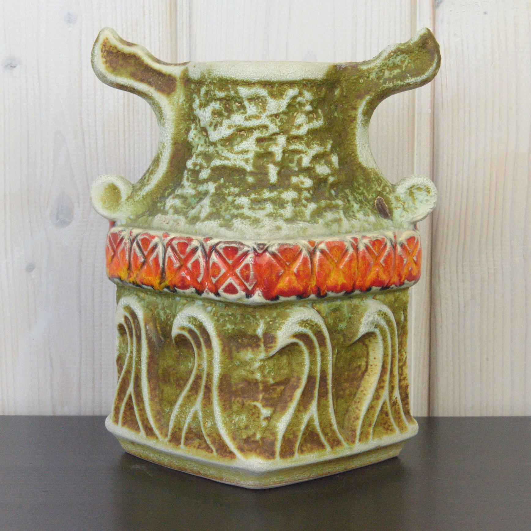 1960s Bay Fat Lava Vase Viking 79 17 West Germany Vintage Ceramic