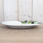 Vintage Italian Ceramic Plates Bassano Italy 1970s, Oval Majolica Serving Plate 3D Olive Branch Relief, EW780 Trompe l'Oeil