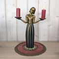 Art Nouveau Vintage Girl Candle Holder Figurine, Ceramic, 1960s