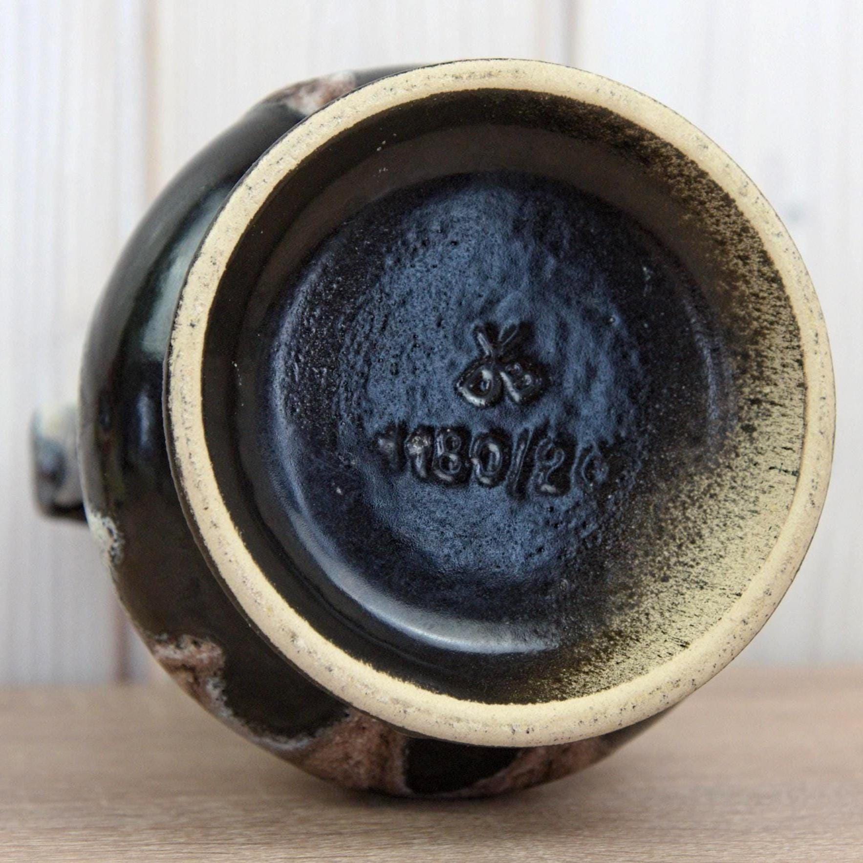 Dumler Breiden 1180-20 Vase West Germany, Mid Century Ceramic with Chain Handles, Fat Lava Pottery
