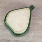Green Ceramic Pear Baking Dish, Organic Shape Oven Dish, Dark Green Glaze, West German Pottery, 1950s