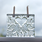 Walther Glas Love Duo Candle Holder, Vintage 1970s German Crystal, Romantic Dove Design