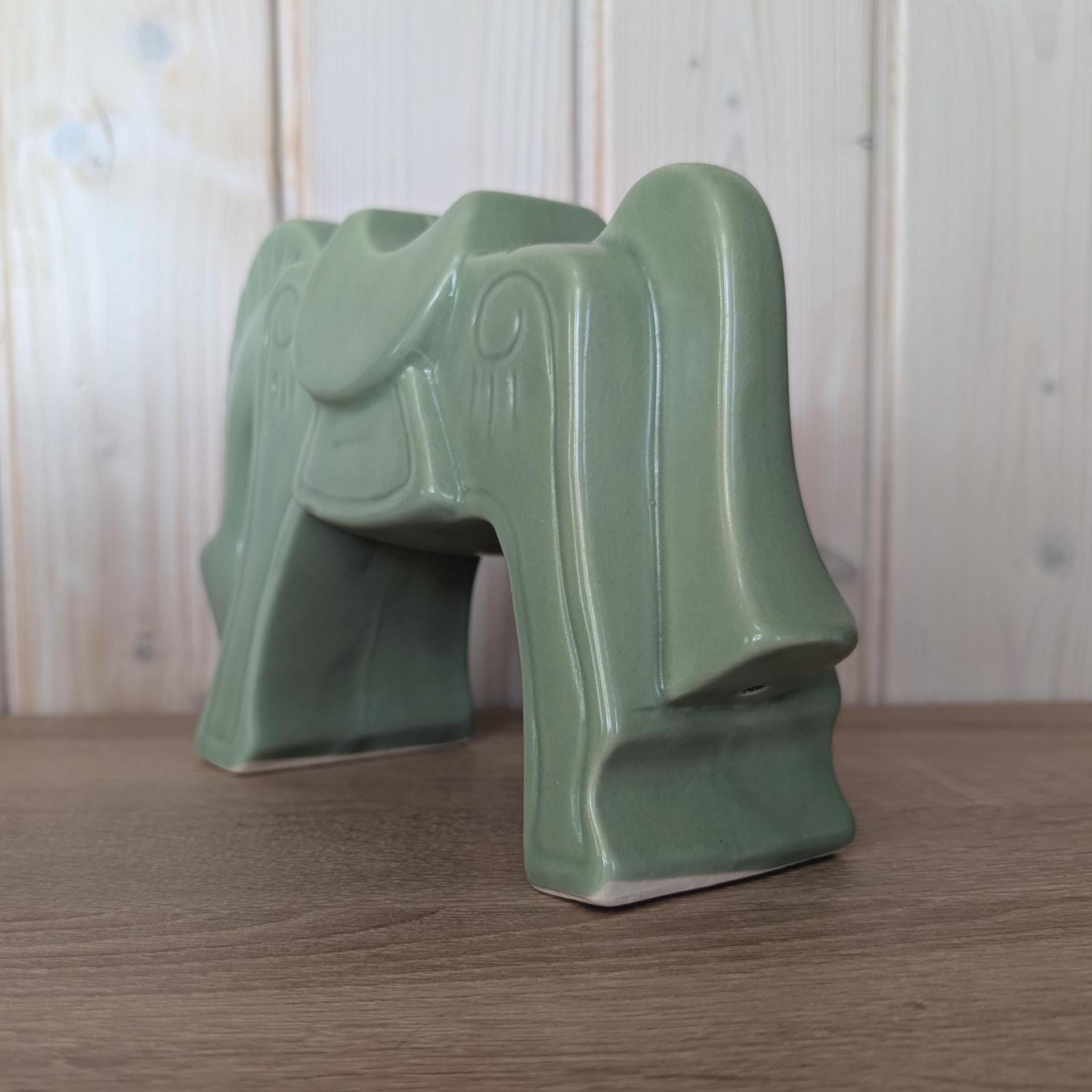 Vintage IKEA Green Ceramic Horse Figurine, Modern Scandinavian Decor, Vietnam Production, 2000s Collectible Sculpture