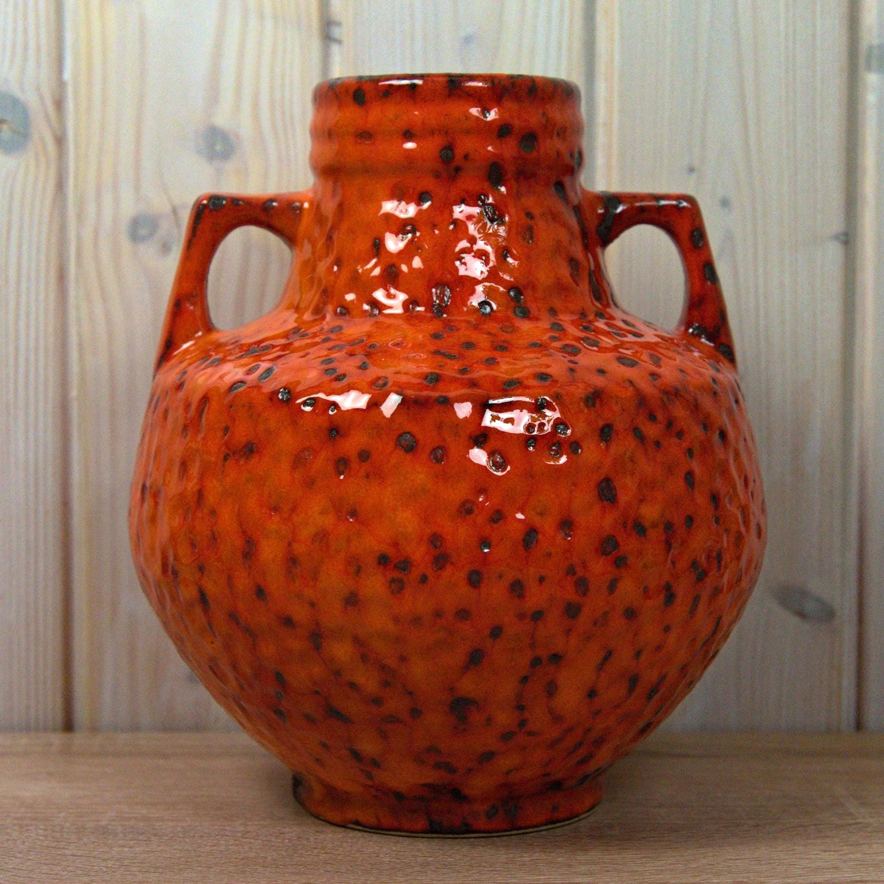 Fohr Fat Lava Vase, Model 388-25, West German Pottery, Volcanic Glaze, Vintage 1970s