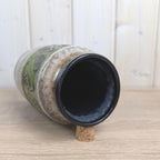 Jasba 905-10-22 West German Pottery Vase, Green Relief Band, Grey Black Glaze, 1960s