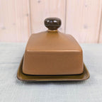 Goebel Country Bretagne Butter Dish, Covered Butter Dish, West Germany, Bavaria, Oeslauer Manufaktur, Olive Brown Stoneware, 1970s