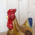 Michel Cougant French Faience Rooster Tureen Handmade, France 1970s
