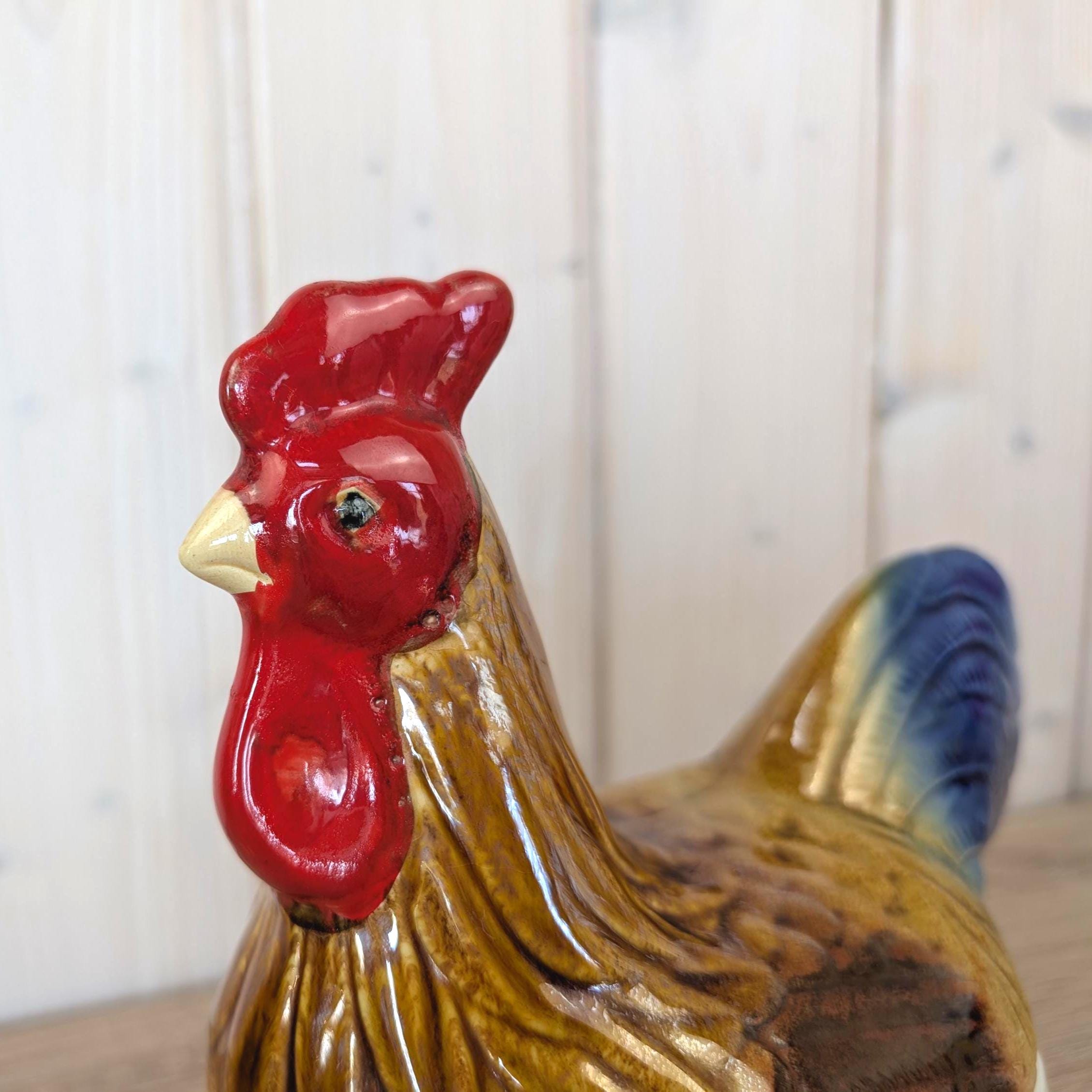 Michel Cougant French Faience Rooster Tureen Handmade, France 1970s