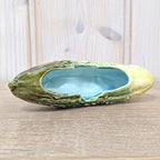 Majolica Cucumber Ashtray Trinket Dish Green Turquoise, 1950s