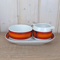 Arzberg Sizilia 3000 Cream and Sugar Set with Tray, Hans Theo Baumann, Orange Red, 1970s German Porcelain