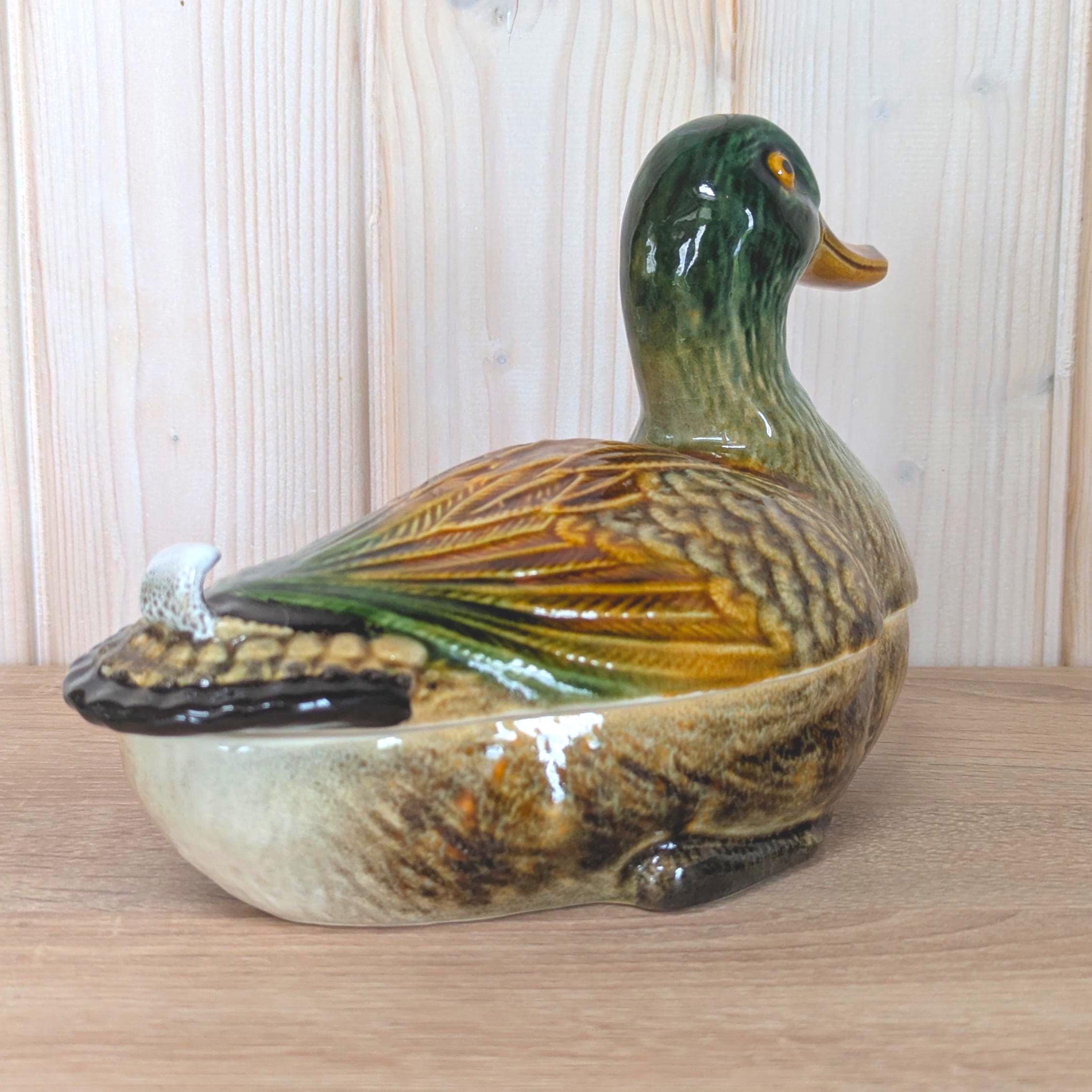 Subtil Portugal Mallard Duck Tureen, Ceramic Lidded Dish, P62A, Vintage 1970s