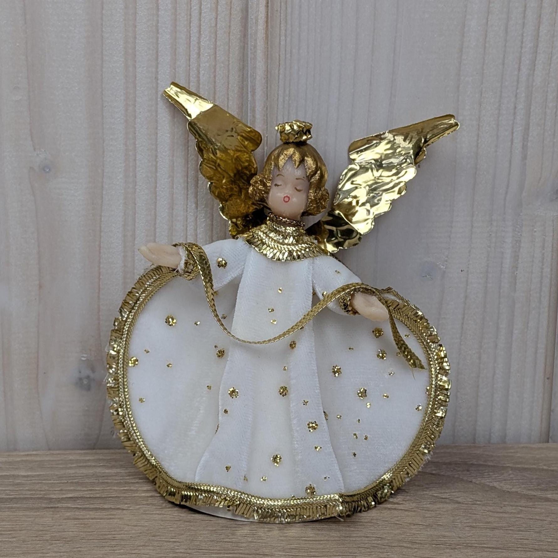 Vintage Koestel Angel Collection, Germany, Christmas Figurines, Brocade, Mid Century
