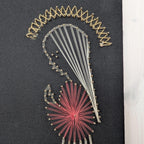 Vintage String Art Madonna with Candle, 1960s-1970s West German Wall Art, Black Velvet Religious Folk Art Panel, Gold Silver Red Thread