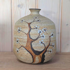 Handpainted Ceramic Tealight Holder Vase, Sgrafo Germany, Vintage 1970s