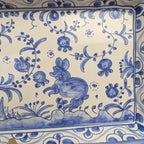 Figcer Portugal Blue White Ceramic Tray, Hand Painted Birds Flowers, Zona de Conimbrica, 1970s