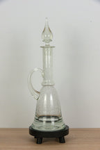 Rare glass decanter - thick bottom - bubbles - mouth blown - 0,8l - Vintage