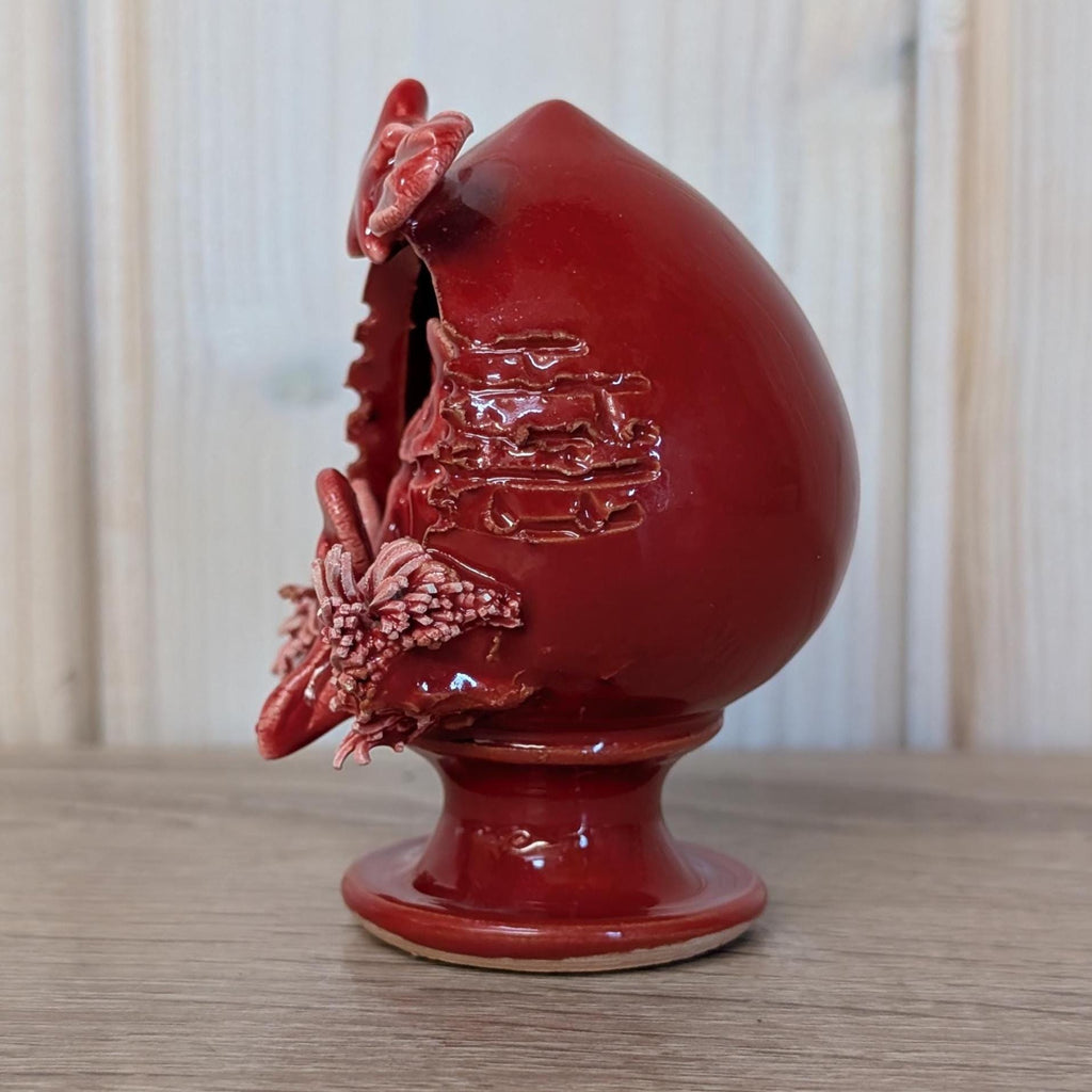 Vintage C. Fasano Nativity Scene: Handmade Red Glazed Ceramic Crèche