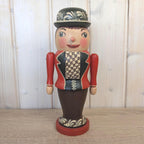 Erzgebirge Nutcracker, Hand Painted Wood Folk Art, Red, East German, Vintage 1970s