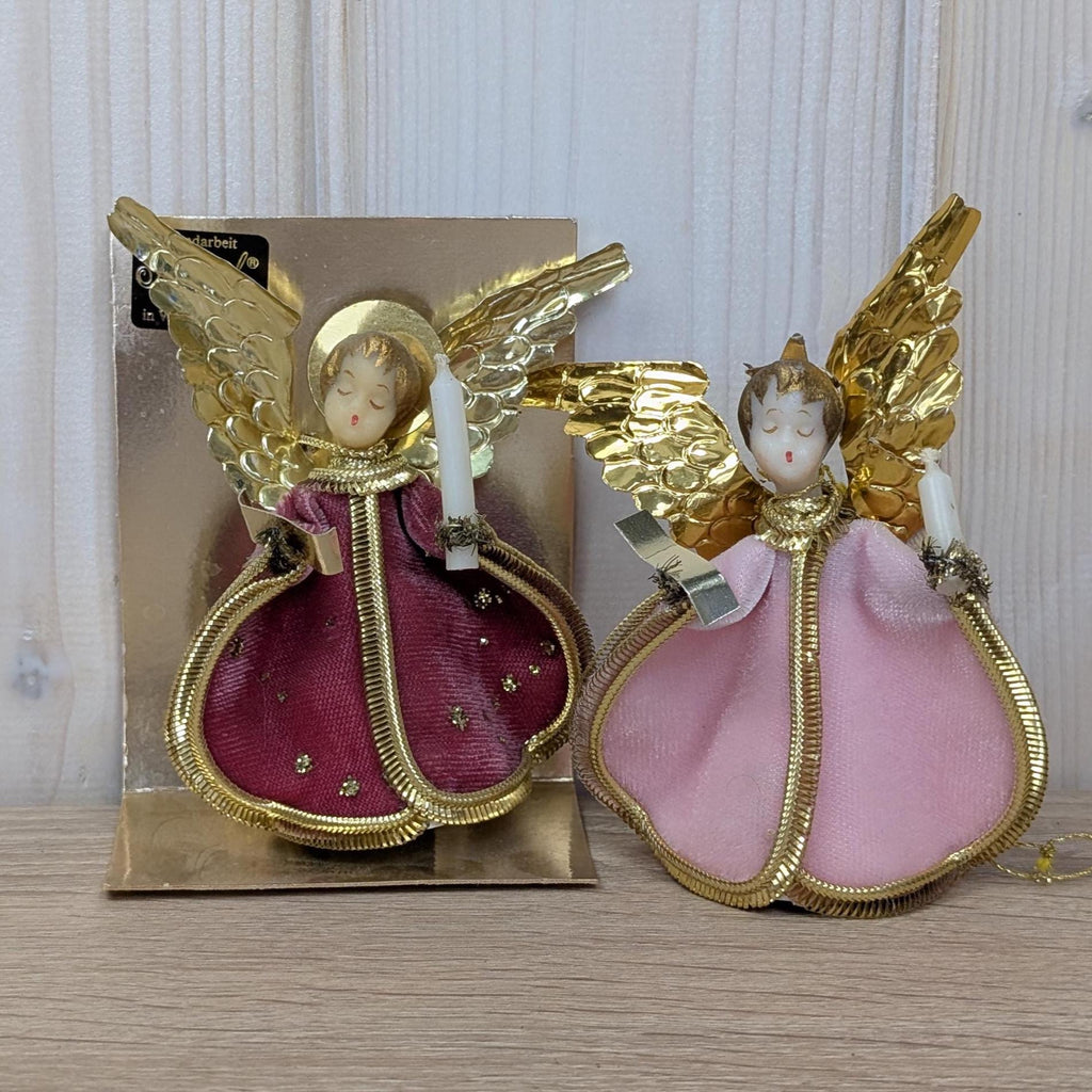 Vintage Koestel Angel Collection, Germany, Christmas Figurines, Brocade, Mid Century