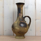 Ruscha K-35 Vintage West German Pottery Vase, Mid Century Ceramic with Handle Brown Beige Glaze