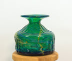 Mdina Blue Summer Glass Vase, Signed Sand and Sea Collection, Malta Studio Art Glass 1970s