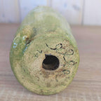 Signed Studio Pottery Cat Figurine, Handmade Green Glazed Ceramic, Tall Sculptural Cat, Signed Elle, Dated 1974, Vintage European Studio Art