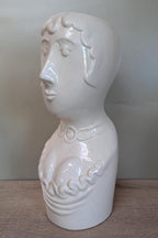 White Woman Bust Vase Planter Italian 1970s