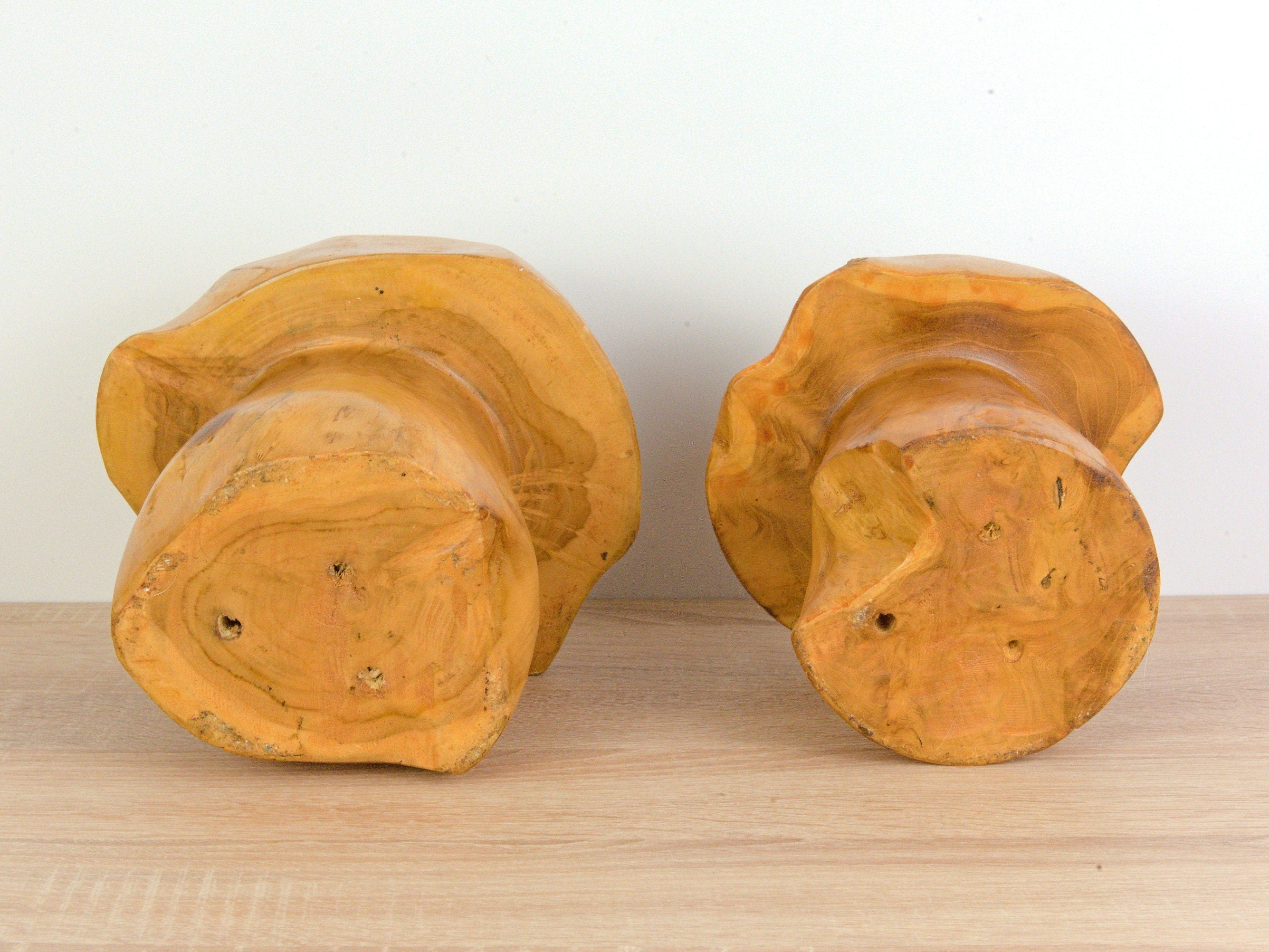 Set of Wooden Mushrooms - Vintage