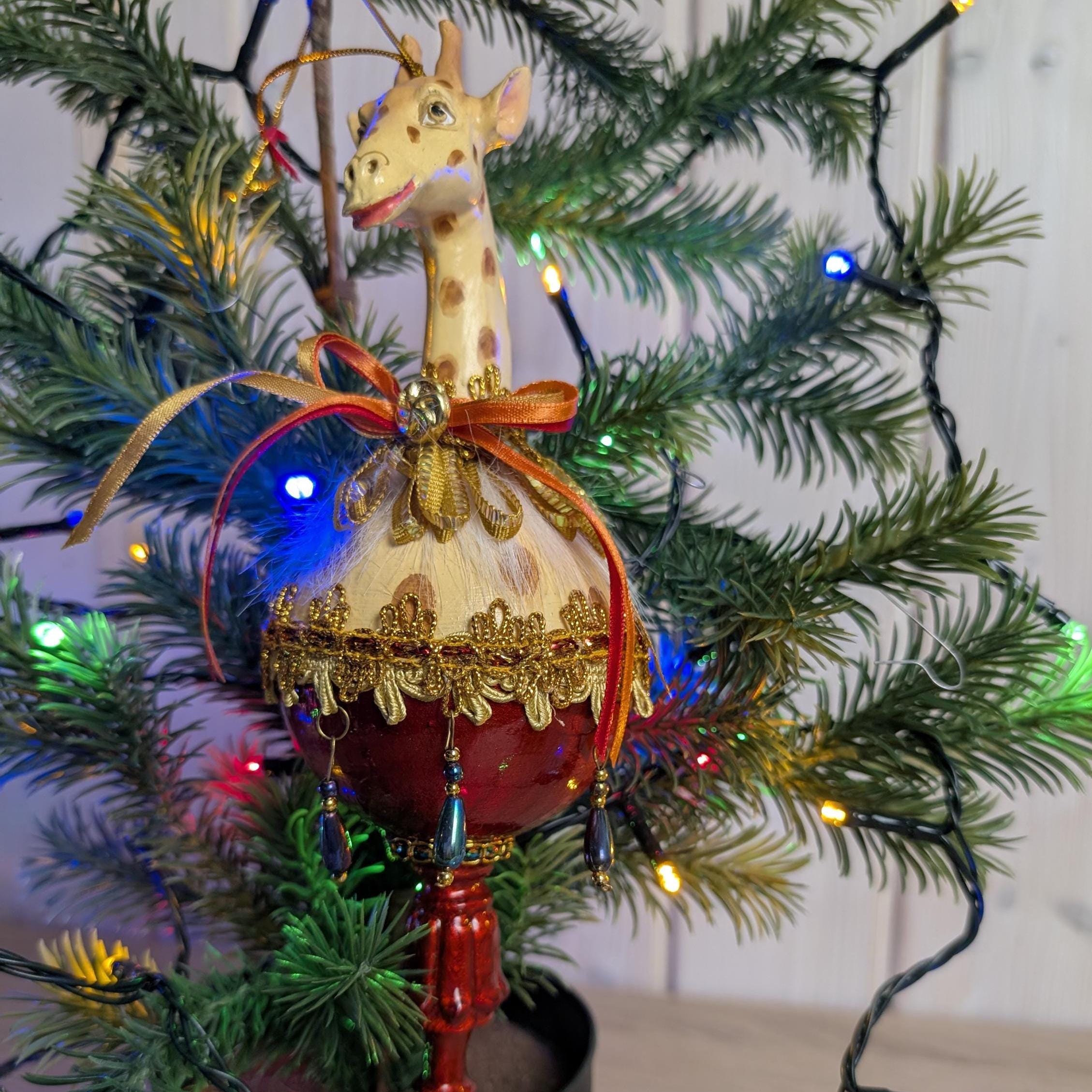 Giraffe Hanging Ornament, Safari Decor, Vintage Style Christmas Decoration