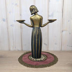 Art Nouveau Vintage Girl Candle Holder Figurine, Ceramic, 1960s
