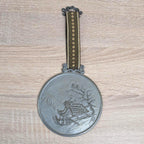 German Pewter Wall Medallions Set of 4, Four Seasons Folk Art, Zinn Embossed Plaques with Ribbon Hanger, Vintage 1960s 1970s