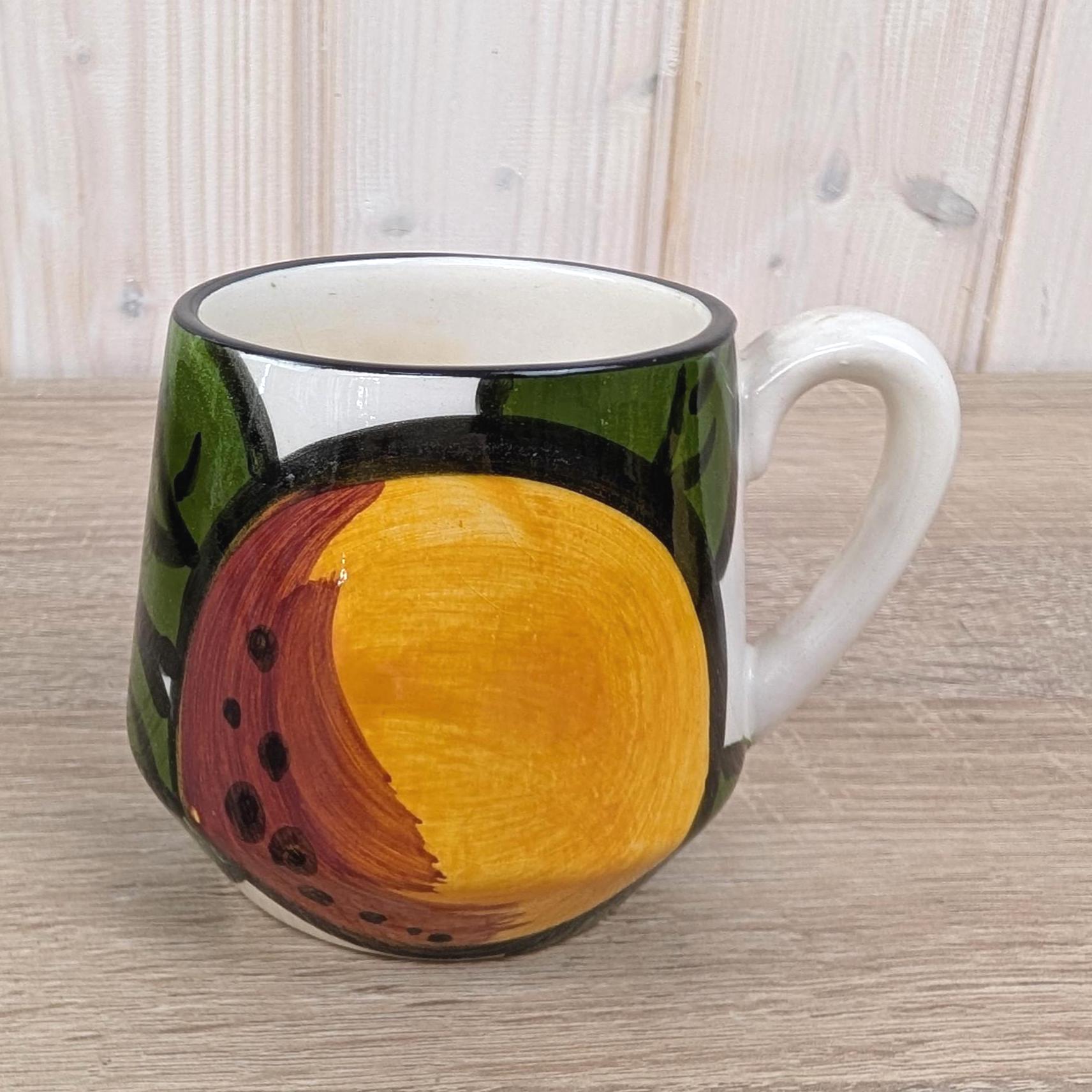 Schramberg Monaco Fruit Mugs Set of 6, Vintage German Ceramic Coffee Cups, 1970s