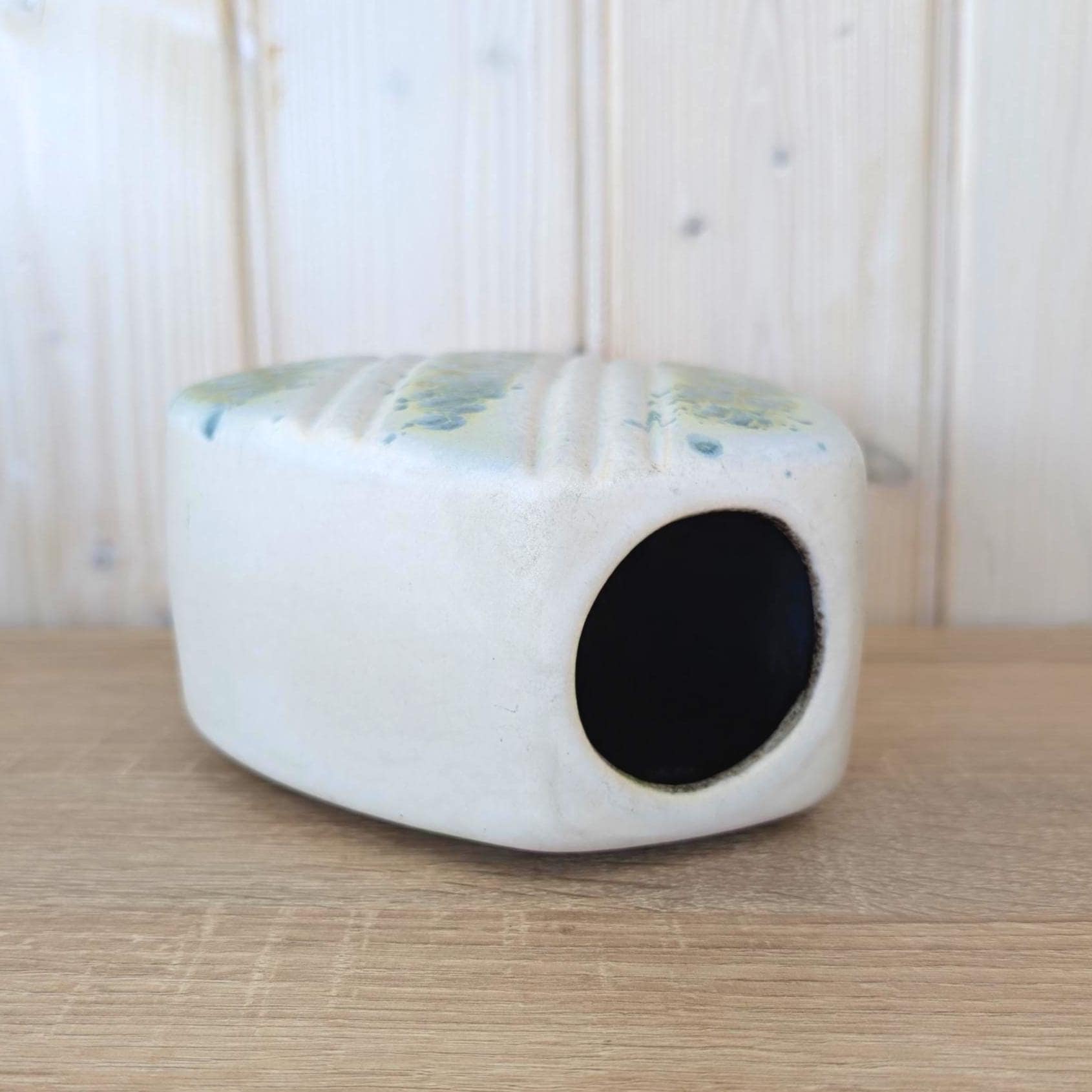West German Pottery Vase Lava Glaze Cream Blue Green, 652/15, 1960s