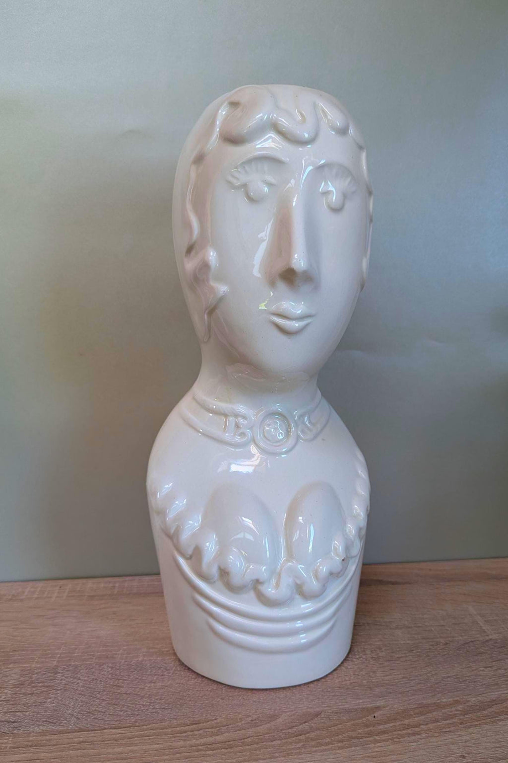 White Woman Bust Vase Planter Italian 1970s