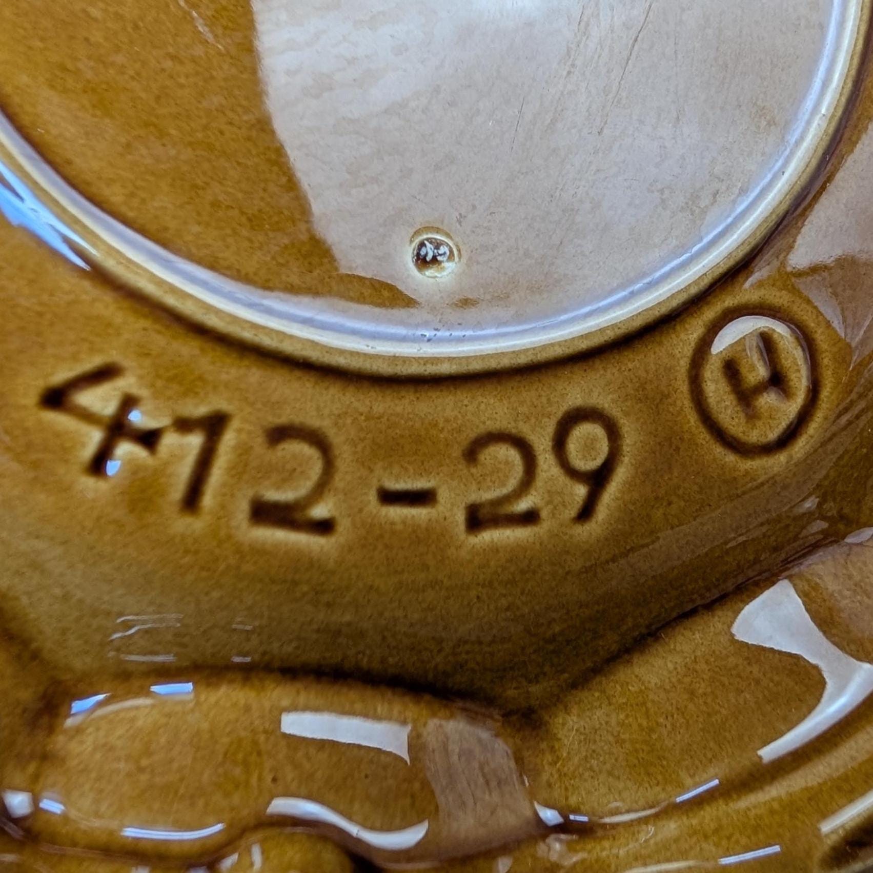 Hollóháza Hungary Egg Plate with Rooster Salt & Pepper Shakers, Amber Glaze, 1960s