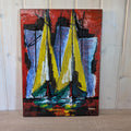 XL Ceramic Wall Plate: 1960s Heibi Sailboat Art