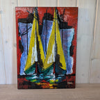 XL Ceramic Wall Plate: 1960s Heibi Sailboat Art