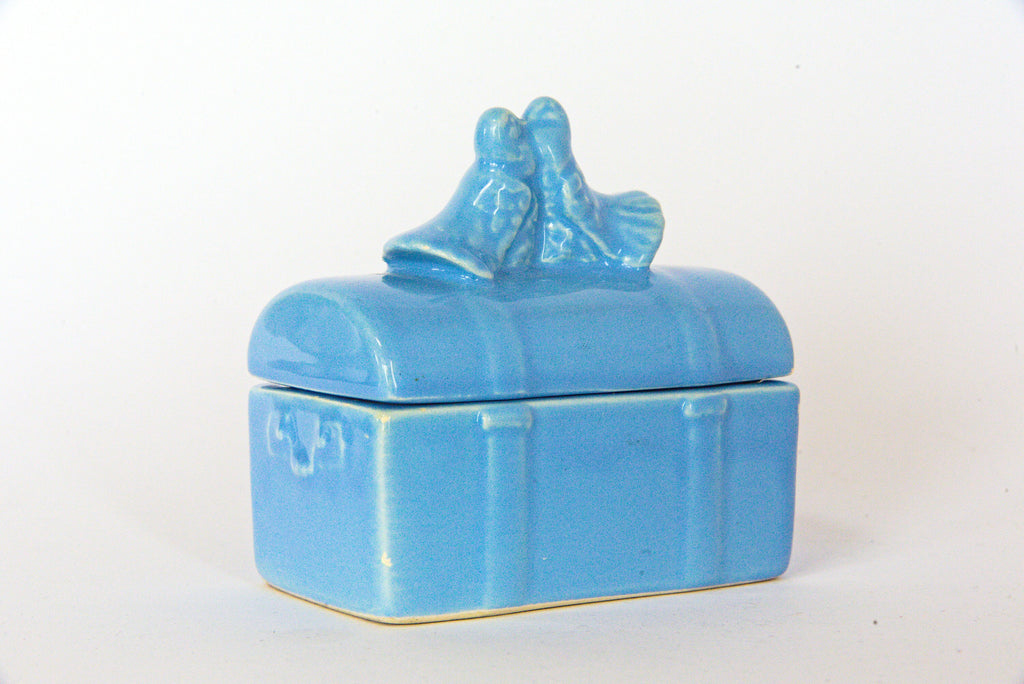 Trinket Box - Jasba 4887 3- Ceramic- Vintage Blue with doves/lovebirds
