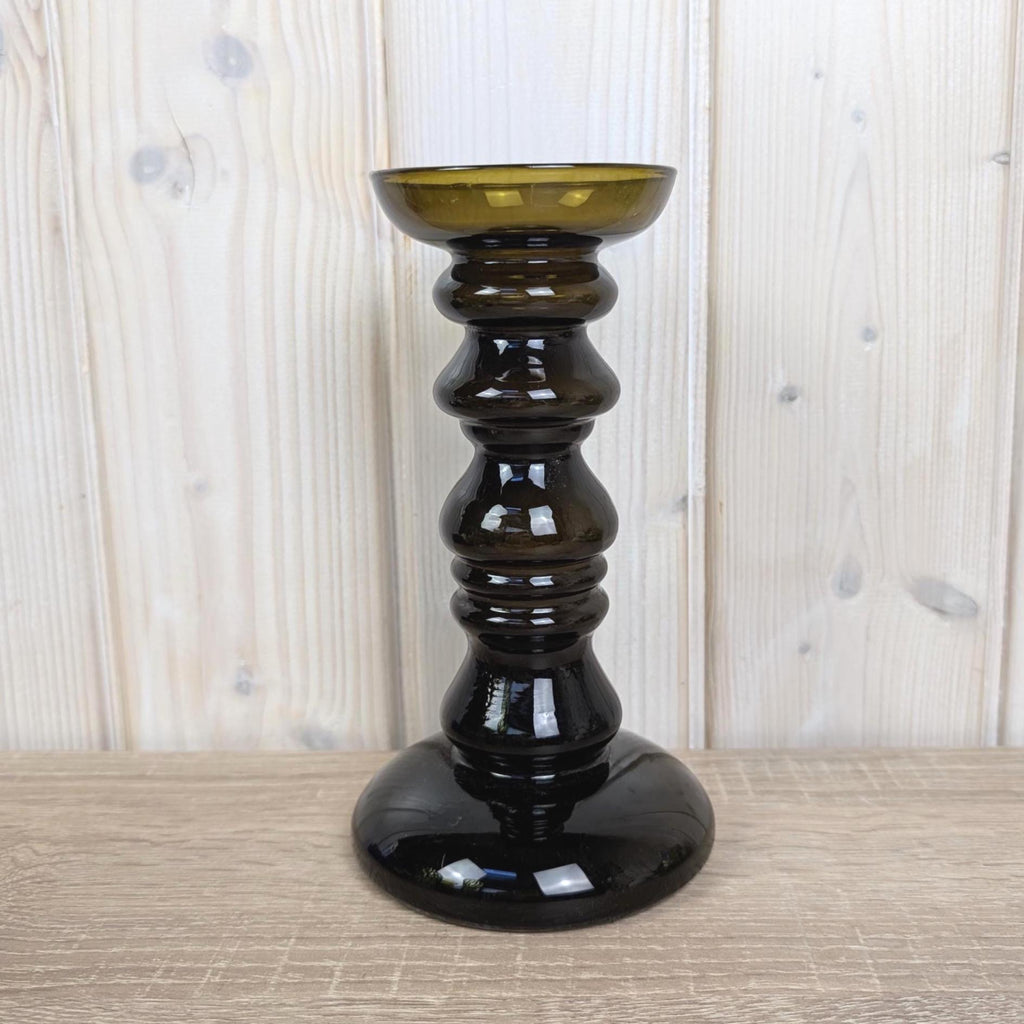 Vintage amber glass vase candleholder, Ingrid Glas, handblown art glass, Germany, 1970s