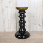 Vintage amber glass vase candleholder, Ingrid Glas, handblown art glass, Germany, 1970s