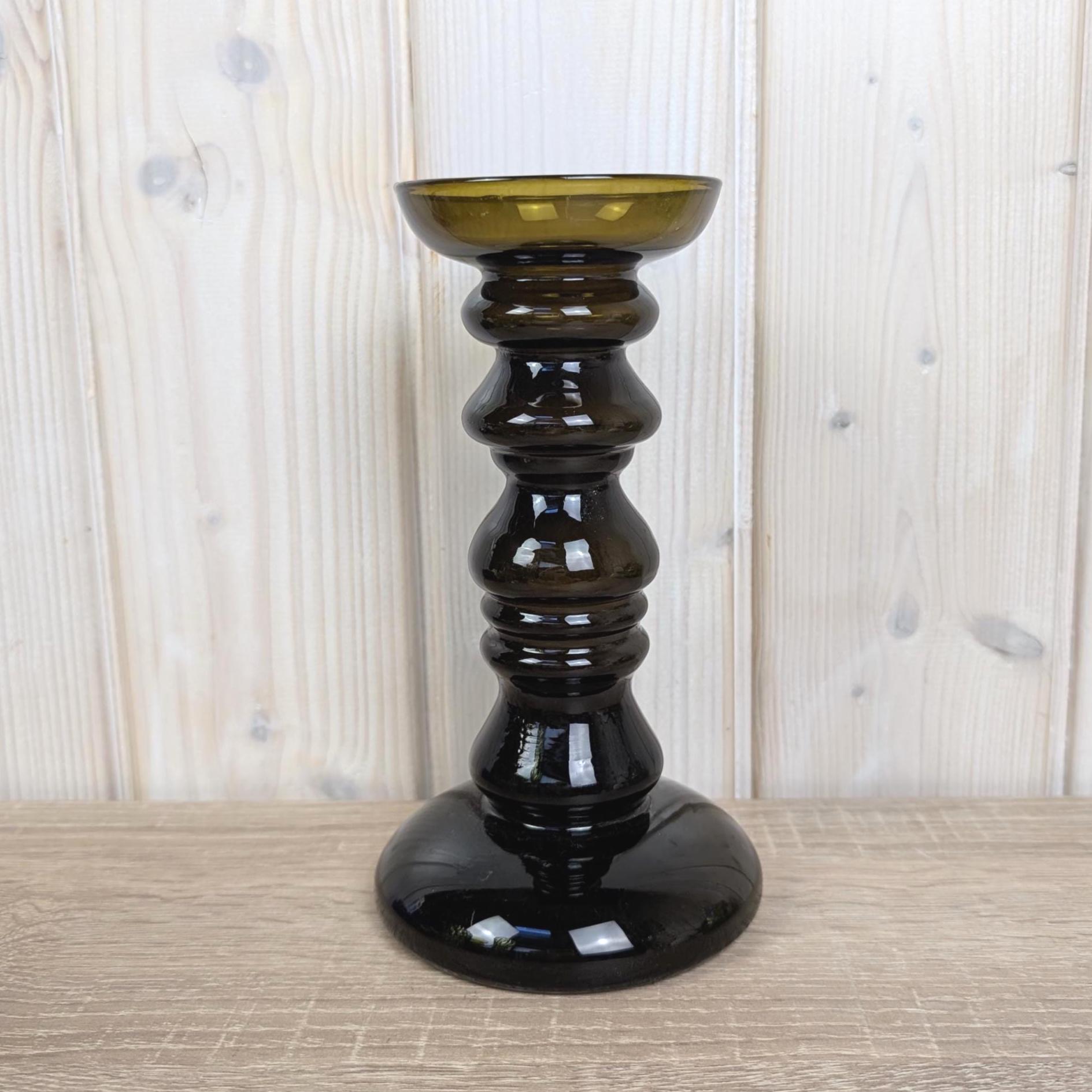 Vintage amber glass vase candleholder, Ingrid Glas, handblown art glass, Germany, 1970s