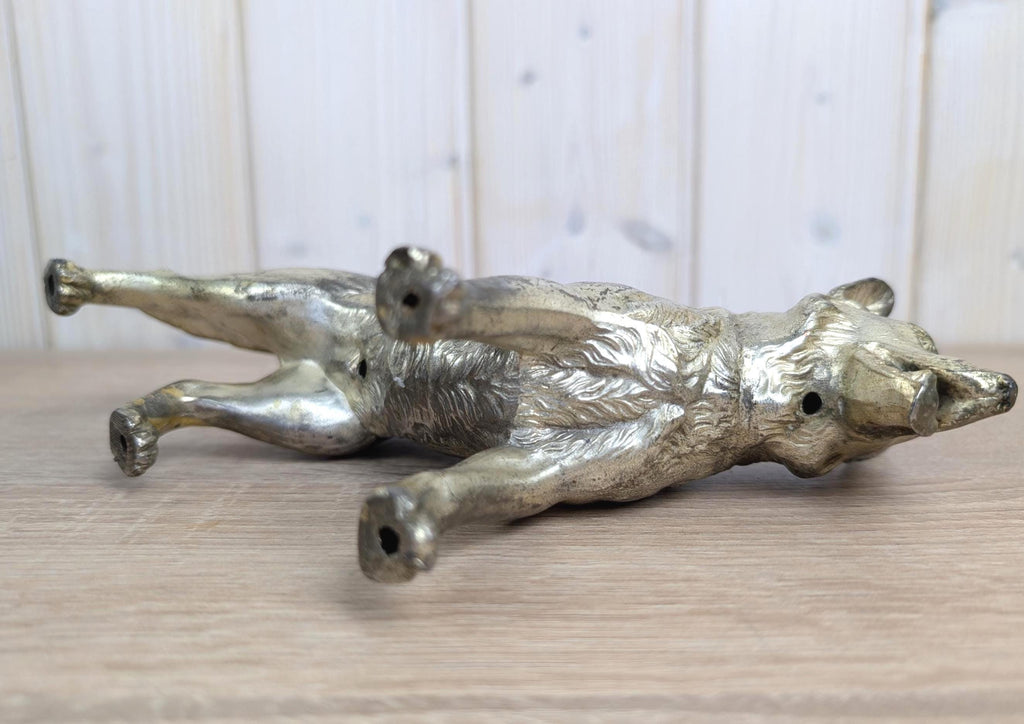 Vintage Brass German Shepherd Figurine, Solid Brass Dog Sculpture, Hand Cast, 1970s