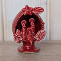 Vintage C. Fasano Nativity Scene: Handmade Red Glazed Ceramic Crèche