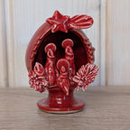 Vintage C. Fasano Nativity Scene: Handmade Red Glazed Ceramic Crèche