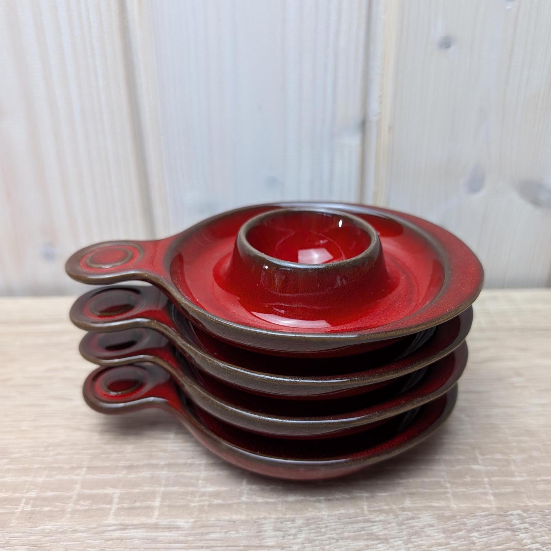 Vintage Rastal Red Glazed Ceramic Egg Cups, Set of 4, Mid Century
