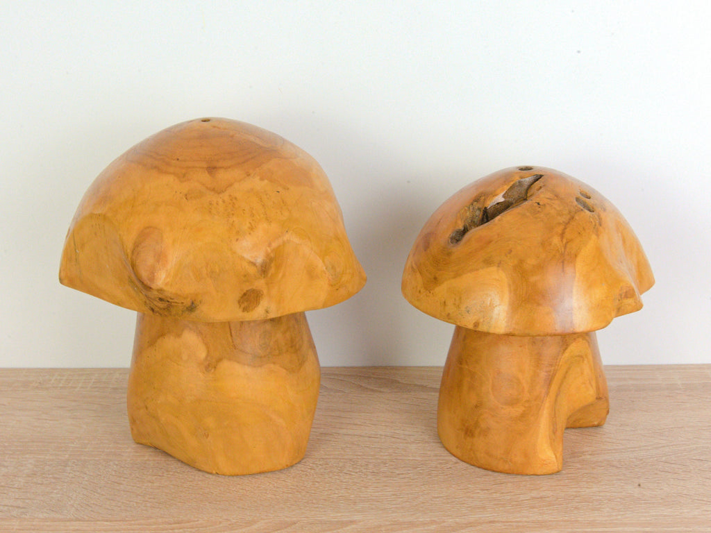 Set of Wooden Mushrooms - Vintage