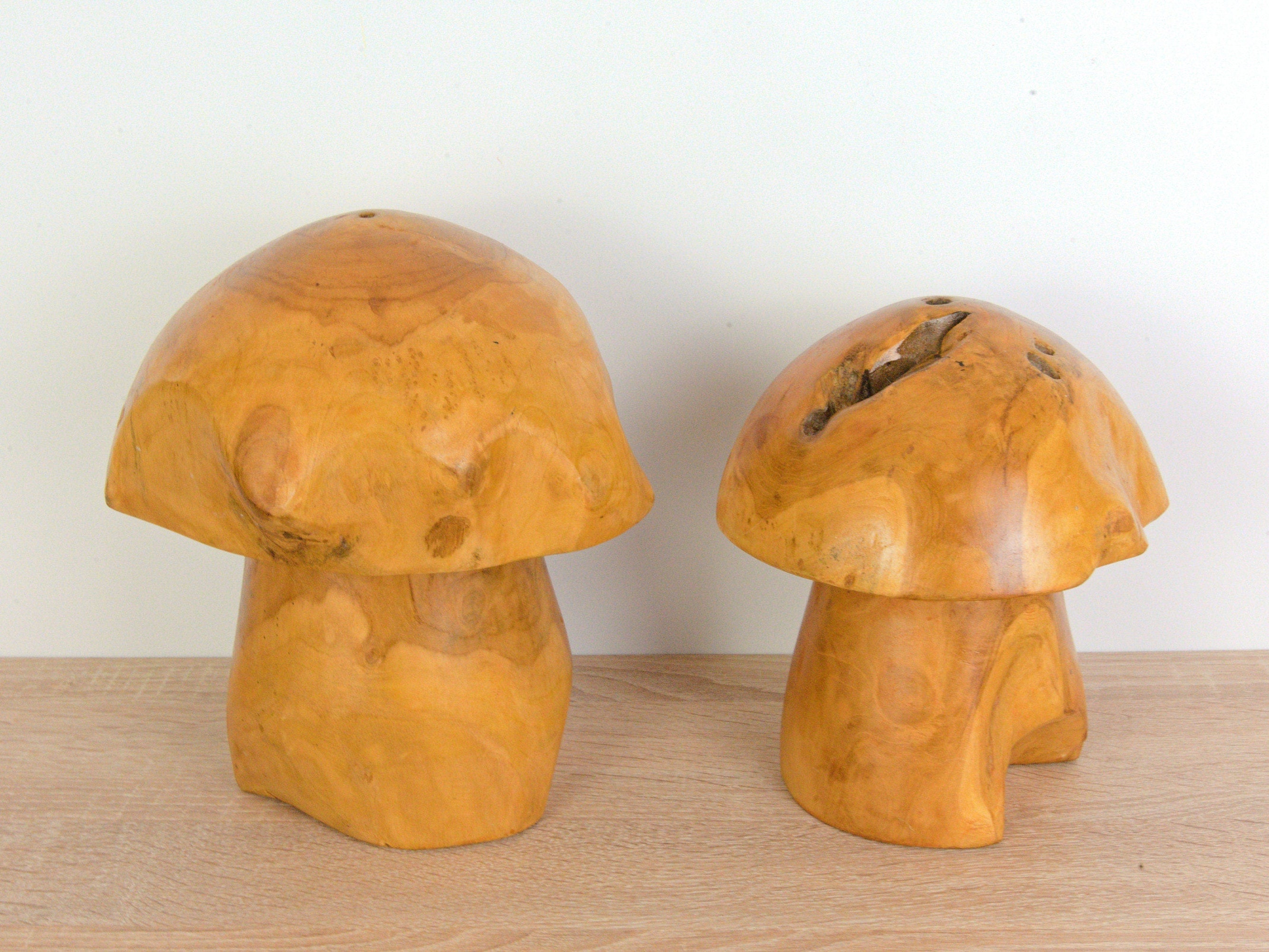 Set of Wooden Mushrooms - Vintage